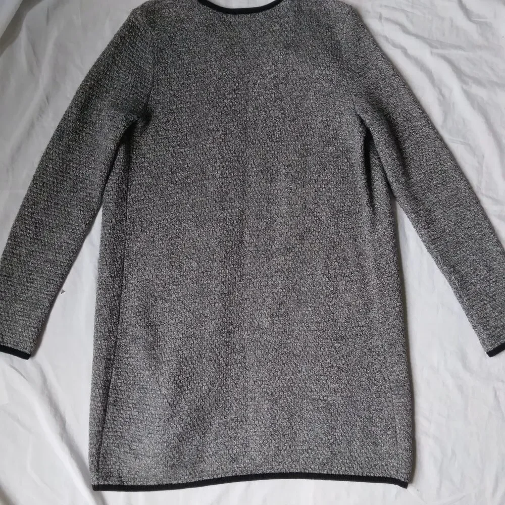 Talbots Cardigan Sweater Textured Open Front Marled Long Sleeve Black Gray XS - Picture 13 of 15